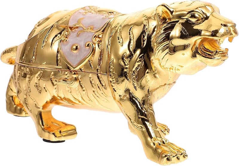 منفضة سجائر معدنية على شكل نمر مع غطاء مقاوم للرياح لتزيين المنزل والمكتب للهواة - Image 1